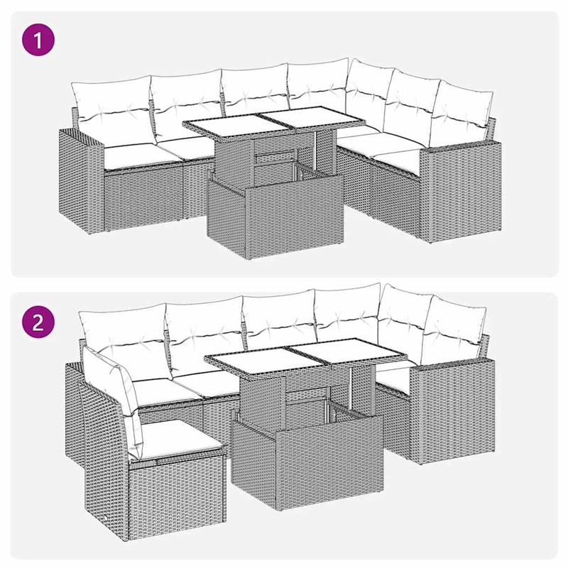 vidaXL 7 Piece Sofa Set in Beige
