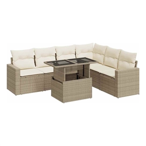 vidaXL 7 Piece Sofa Set in Beige