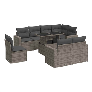 vidaXL 9 Piece Steel Sofa Set in Gray