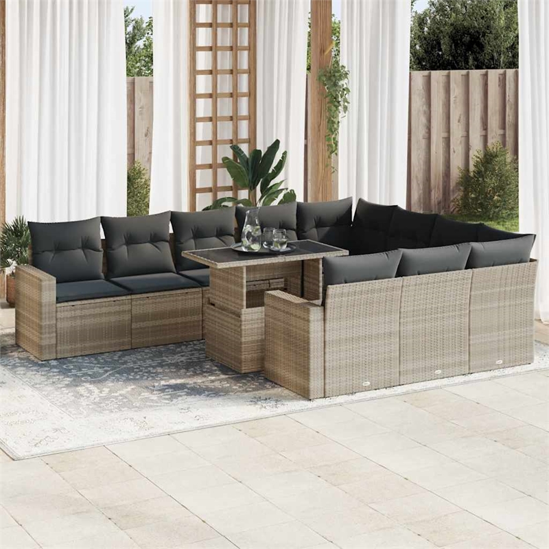 vidaXL 11 Piece Steel Sofa Set in Gray