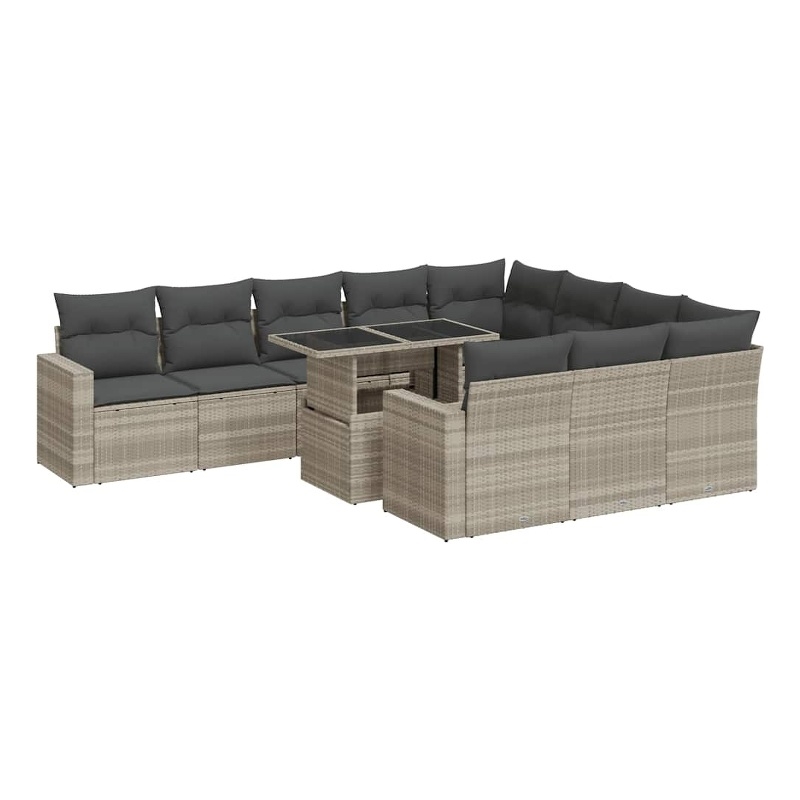vidaXL 11 Piece Steel Sofa Set in Gray
