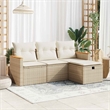 vidaXL 4 Piece Steel Sofa Set in White/Cream/Beige
