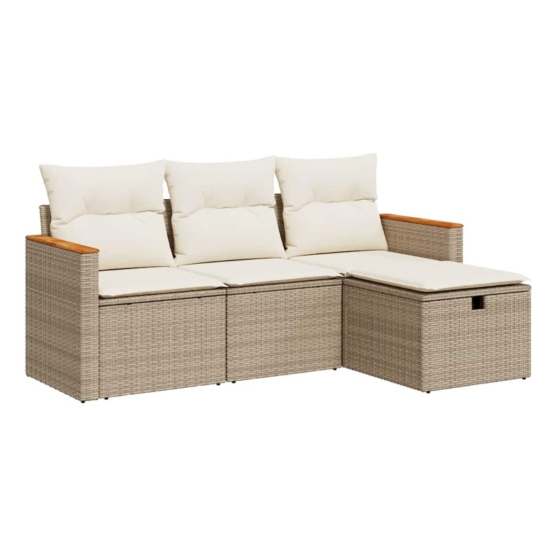 vidaXL 4 Piece Steel Sofa Set in White/Cream/Beige