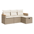 vidaXL 4 Piece Steel Sofa Set in White/Cream/Beige