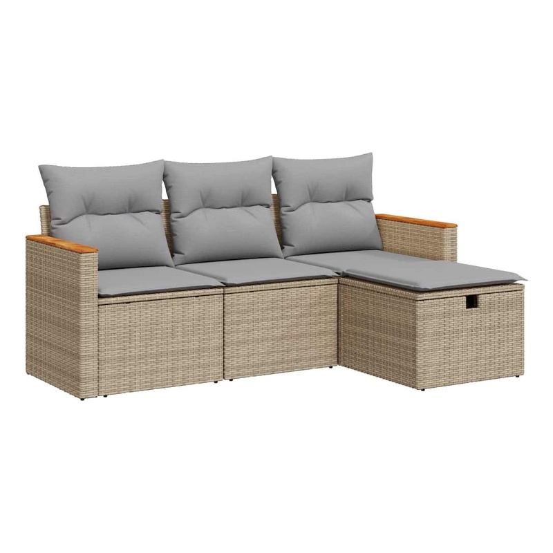 vidaXL 4 Piece Steel Sofa Set in Gray/Beige