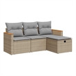 vidaXL 4 Piece Steel Sofa Set in Gray/Beige