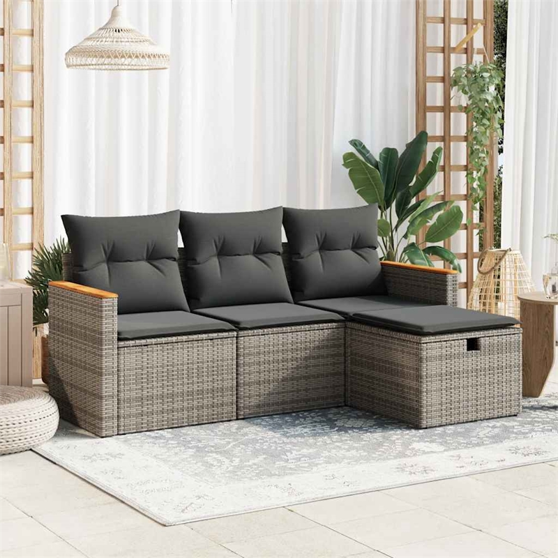vidaXL 4 Piece Steel Sofa Set in Gray