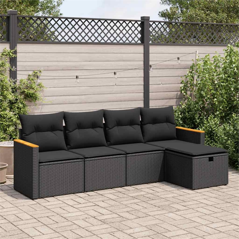 vidaXL 5 Piece Steel Sofa Set in Black