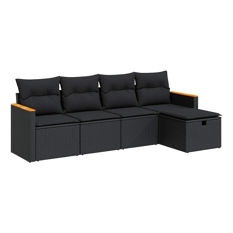 vidaXL 5 Piece Steel Sofa Set in Black