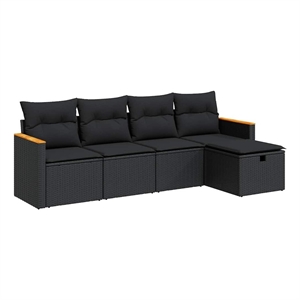 vidaXL 5 Piece Steel Sofa Set in Black