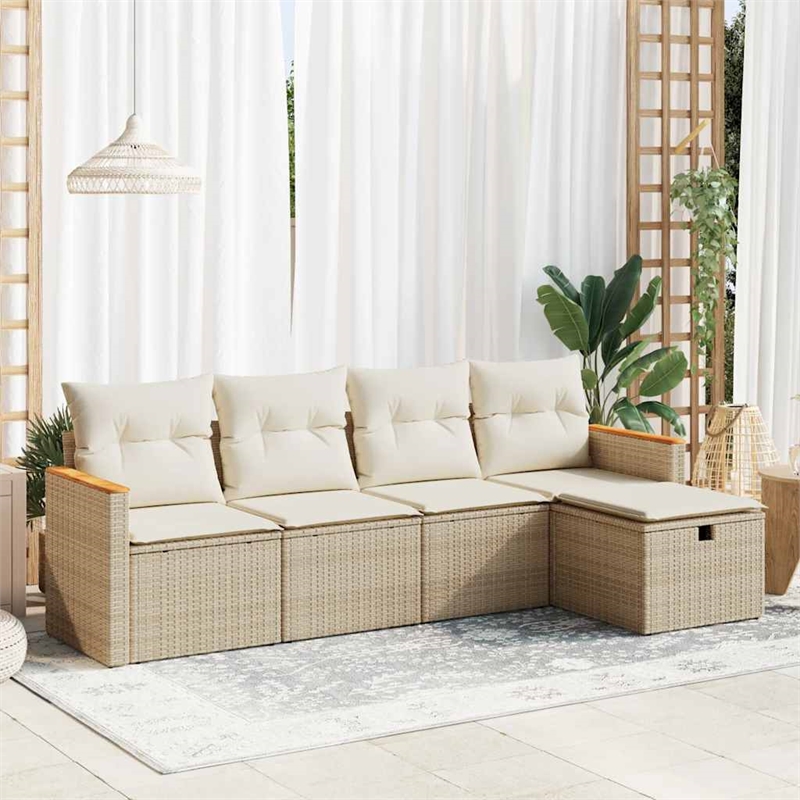 vidaXL 5 Piece Steel Sofa Set in Beige