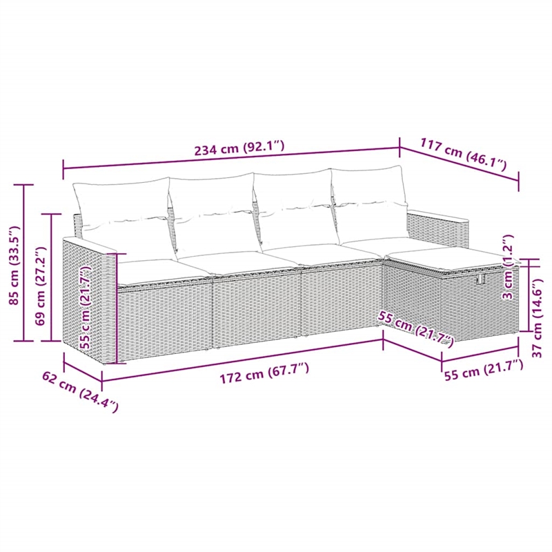 vidaXL 5 Piece Steel Sofa Set in Beige