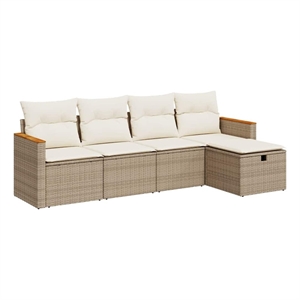 vidaXL 5 Piece Steel Sofa Set in Beige