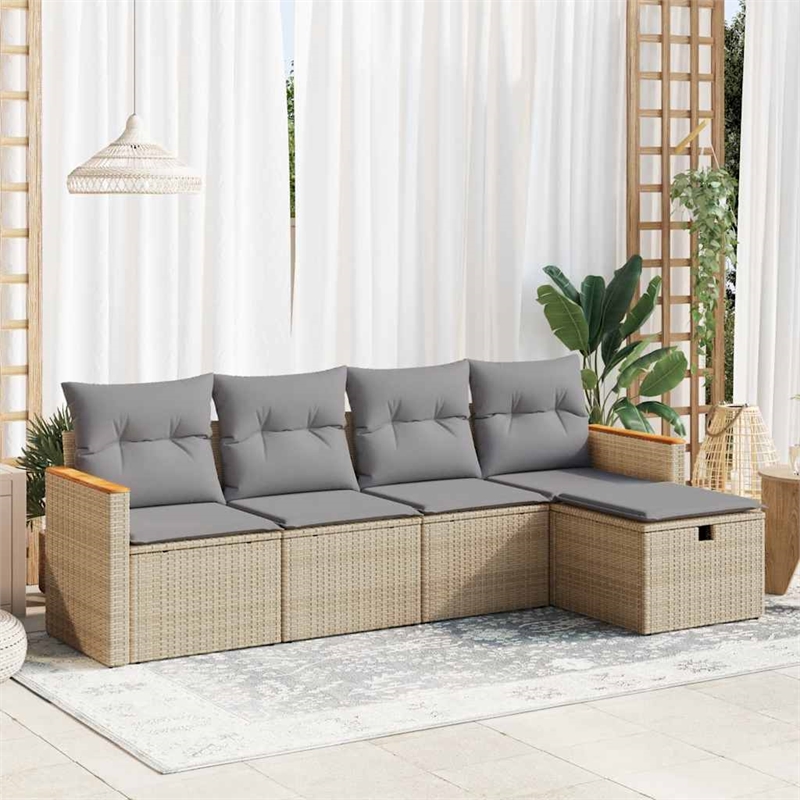 vidaXL 5 Piece Steel Sofa Set in Beige