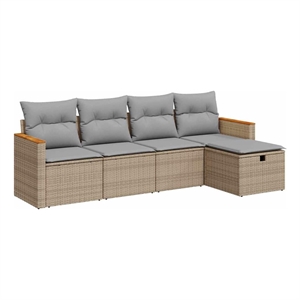 vidaXL 5 Piece Steel Sofa Set in Beige