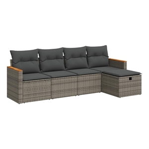 vidaXL 5 Piece Poly Rattan Sofa Set in Gray
