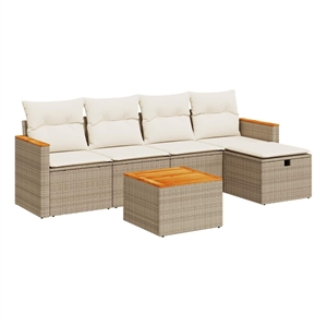 vidaXL Solid Acacia Wood Sofa Set in Beige