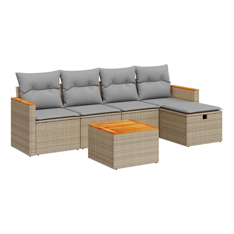 vidaXL 6 Piece Sofa Set in Gray/Brown/Beige