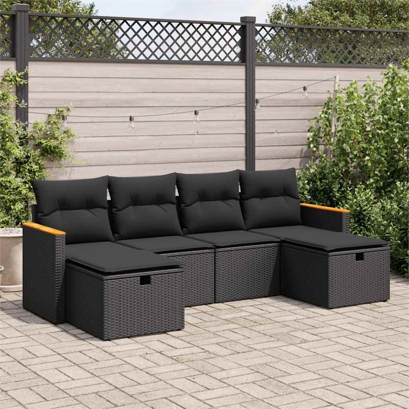 vidaXL Steel Large Patio Sofa Set in Black