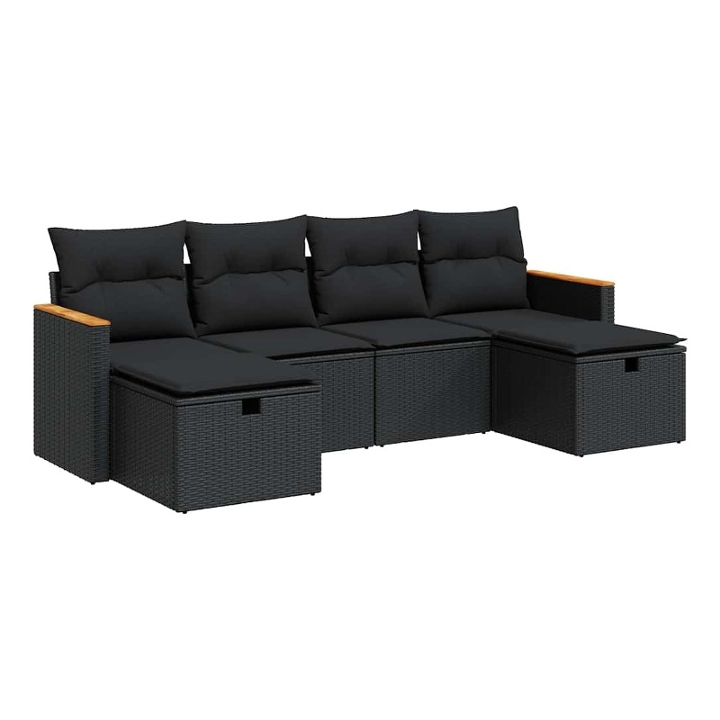 vidaXL Steel Large Patio Sofa Set in Black