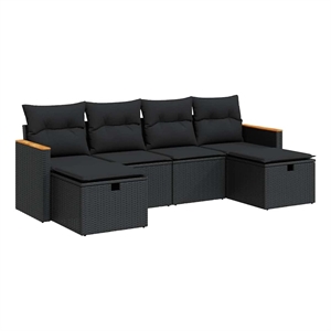 vidaXL Steel Large Patio Sofa Set in Black