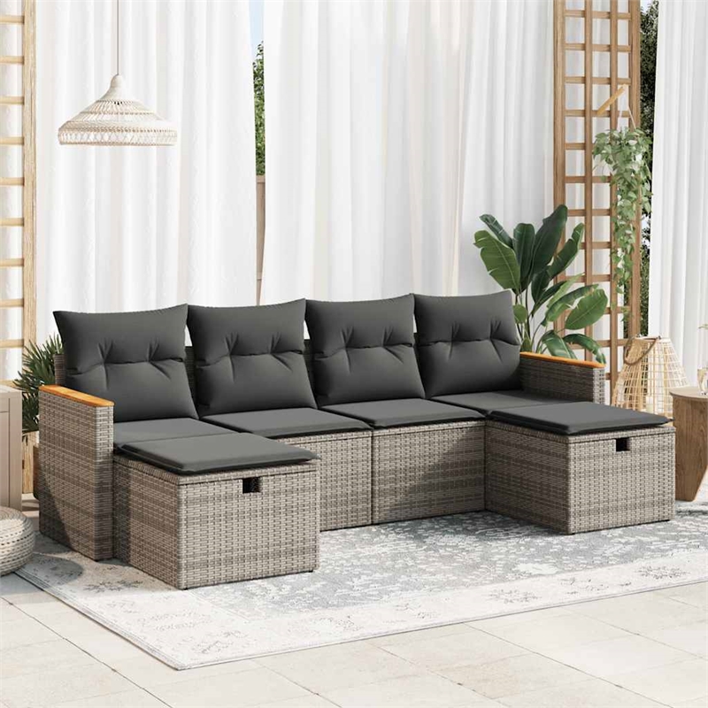 vidaXL 6 Piece Steel Sofa Set in Gray