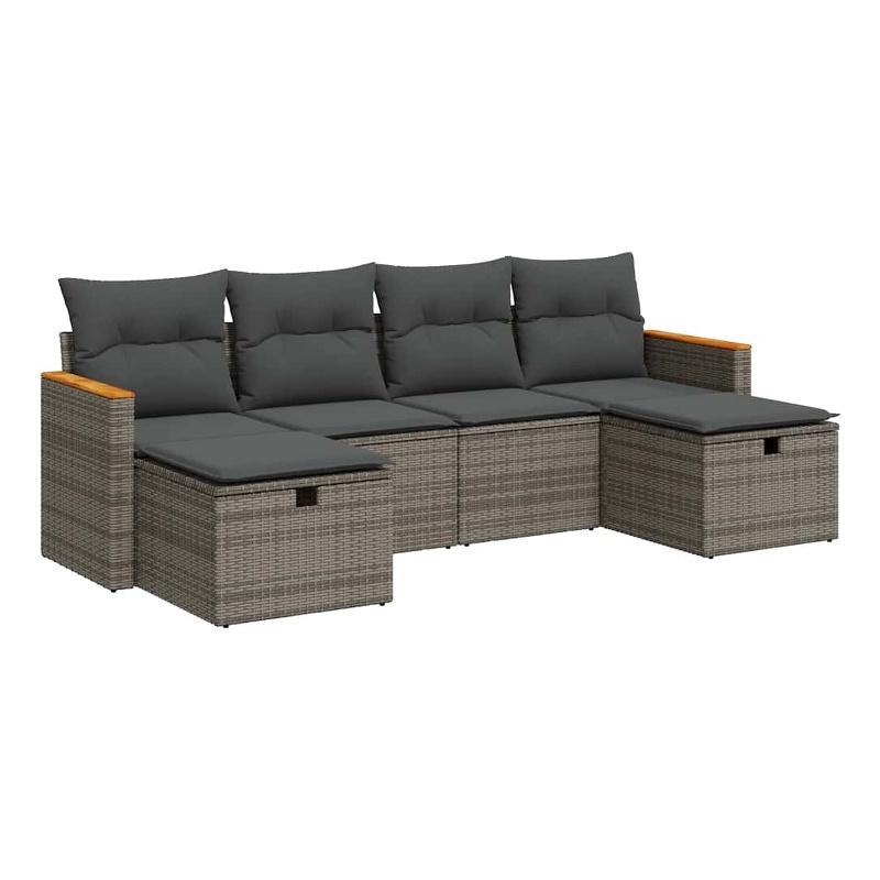 vidaXL 6 Piece Steel Sofa Set in Gray