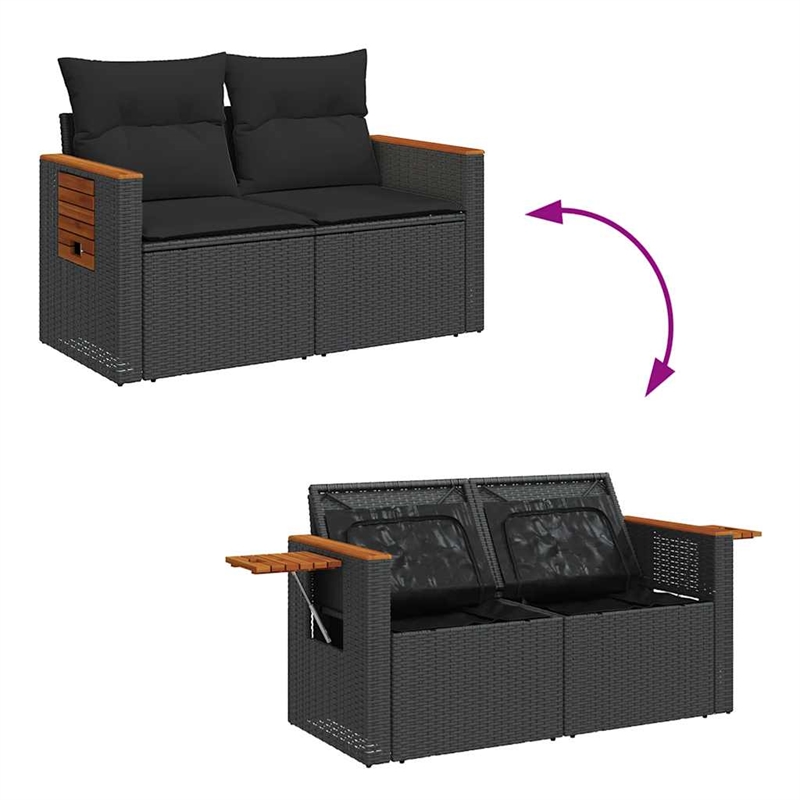 vidaXL 4 Piece Steel Sofa Set in Black