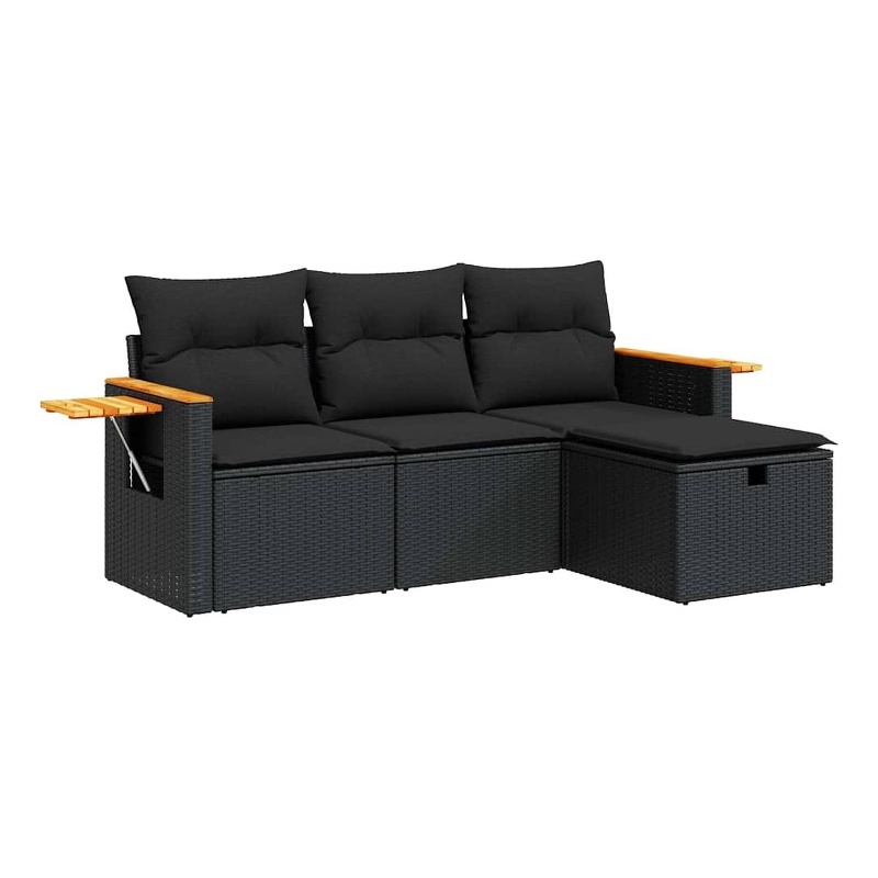 vidaXL 4 Piece Steel Sofa Set in Black