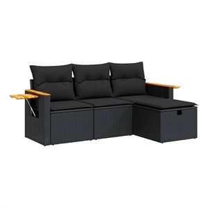 vidaXL 4 Piece Steel Sofa Set in Black