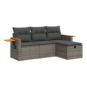 vidaXL 4 Piece Poly Rattan Sofa Set in Gray