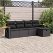 vidaXL 5 Piece Poly Rattan Sofa Set in Black