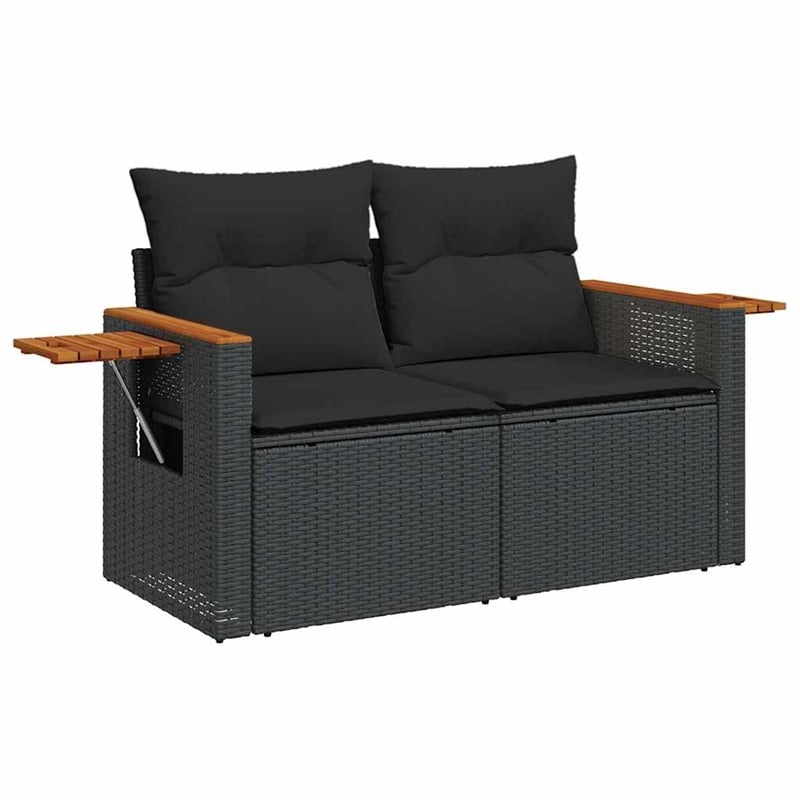 vidaXL 5 Piece Poly Rattan Sofa Set in Black