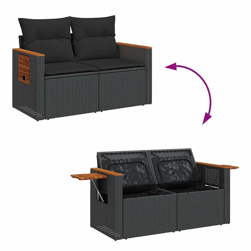 vidaXL 5 Piece Poly Rattan Sofa Set in Black