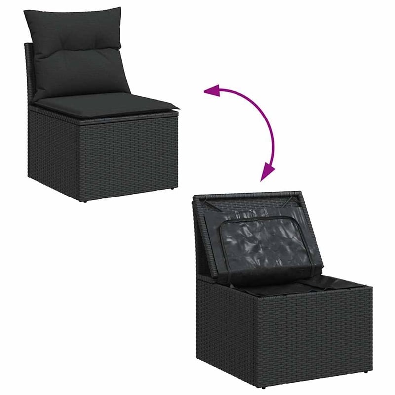 vidaXL 5 Piece Poly Rattan Sofa Set in Black