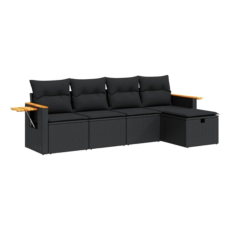 vidaXL 5 Piece Poly Rattan Sofa Set in Black