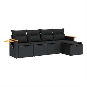vidaXL 5 Piece Poly Rattan Sofa Set in Black
