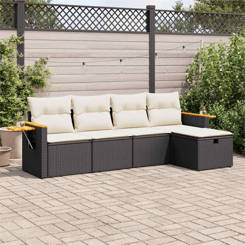 vidaXL 5 Piece Sofa Set in Black/White/Cream