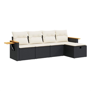 vidaXL 5 Piece Sofa Set in Black/White/Cream