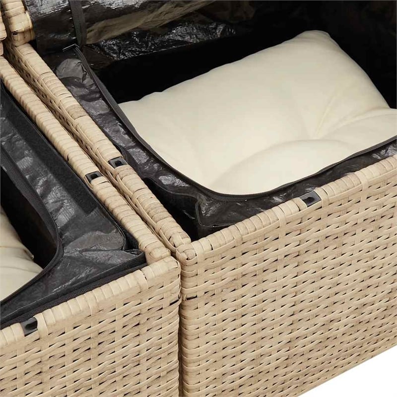 vidaXL 5 Piece Poly Rattan Sofa Set in White/Cream/Beige