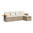 vidaXL 5 Piece Poly Rattan Sofa Set in White/Cream/Beige