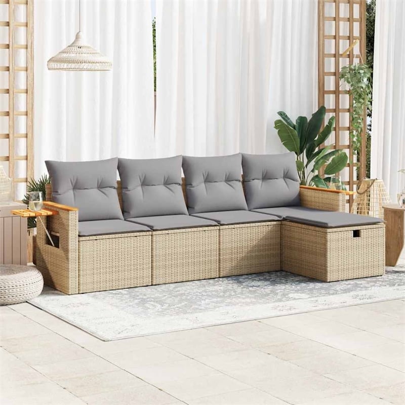 vidaXL 5 Piece Sofa Set in Beige
