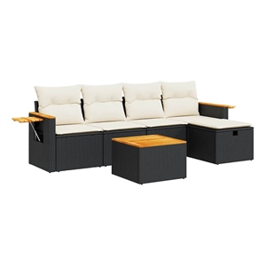 vidaXL 6 Piece Poly Rattan Sofa Set in Black