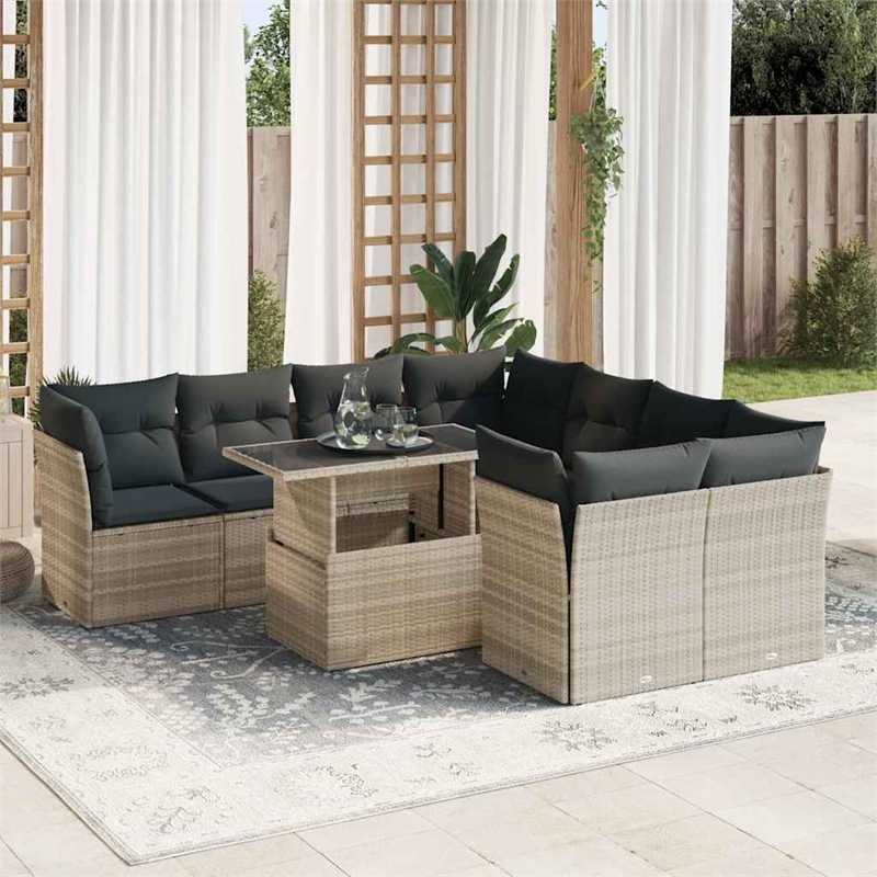 vidaXL 9 Piece Steel Sofa Set in Gray