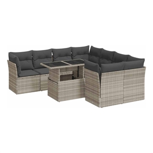 vidaXL 9 Piece Steel Sofa Set in Gray