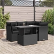 vidaXL 5 Piece Poly Rattan Sofa Set in Black