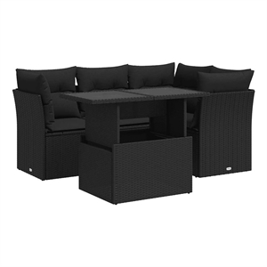 vidaXL 5 Piece Poly Rattan Sofa Set in Black
