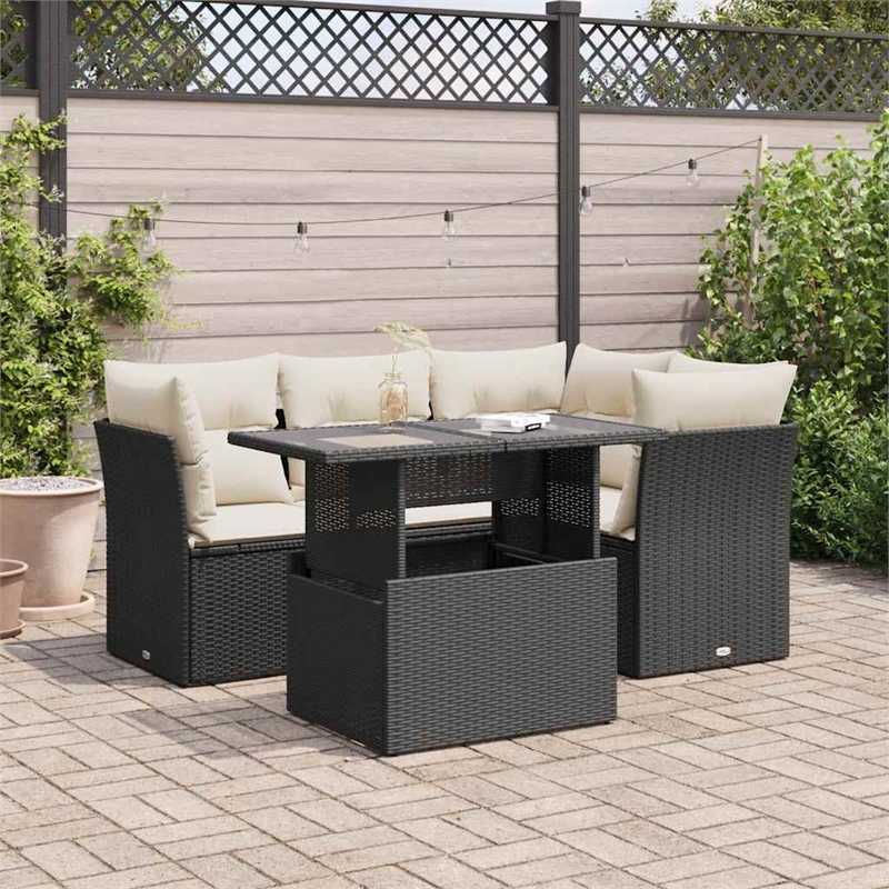 vidaXL 5 Piece Small Sofa Set in Black/White/Cream