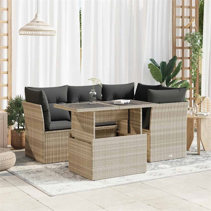 vidaXL 5 Piece Steel Sofa Set in Gray