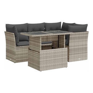 vidaXL 5 Piece Steel Sofa Set in Gray